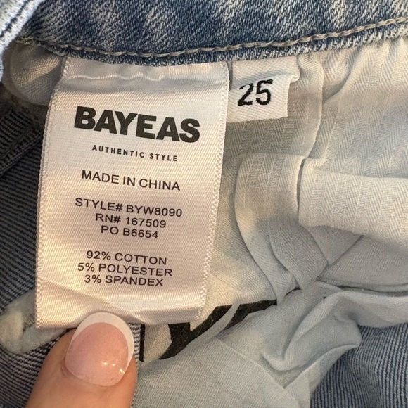 Bayeas Lesley high-rise wide-leg flare jeans floral lace 25 NWT - Picture 6 of 6